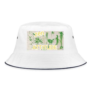 Peinture abstraite zen attitude, vert, bouddhisme - Bob - blanc/marine - Devant