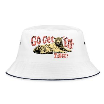 Go Get 'Em, Tiger! – Motivations-Tiger - Bucket Hat - Weiß/Navy - Vorne
