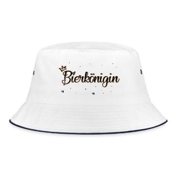 Bierkönigin (einseitig) - Bucket Hat - Weiß/Navy - Vorne