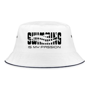 Schwimmen ist meine Leidenschaft - Bucket Hat - Weiß/Navy - Vorne