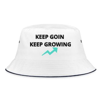 Keep Going Keep Growing | Motivational Quote - Bucket Hat - white/navy - Front