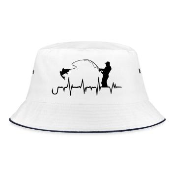 Fishing Hook Heartbeat Graphic - Bucket Hat - white/navy - Front