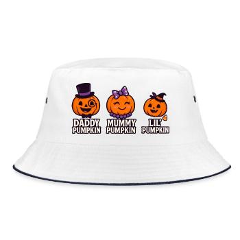 Daddy Pumpkin Mummy Pumpkin Lil' Pumpkin Familie - Bucket Hat - Weiß/Navy - Vorne