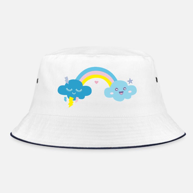 Kawaii Rainbow Cute Blue Clouds Bucket Hat