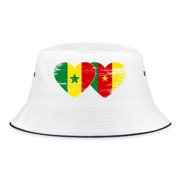 Senegal Cameroon Flag Hands Heart Shape Used - Bucket Hat - white/navy - Front