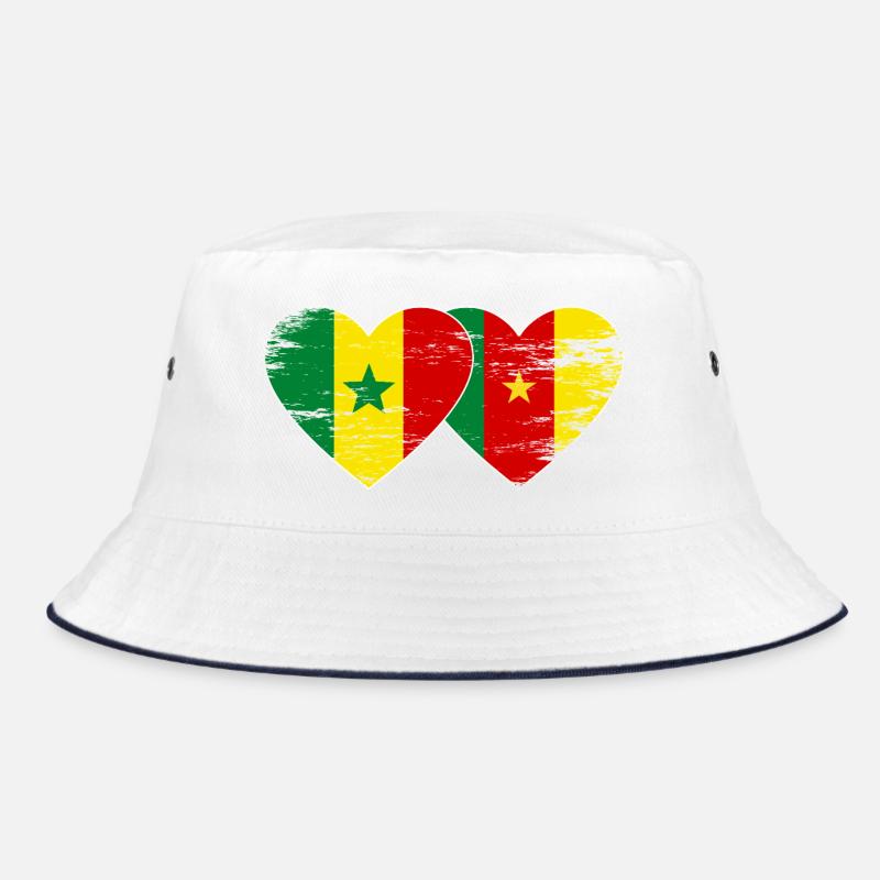 Senegal Kamerun Flagge Hände Herzform used Bucket Hat
