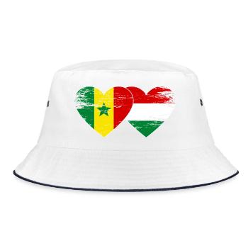 Senegal Hungary Flag Heart used - Bucket Hat - white/navy - Front