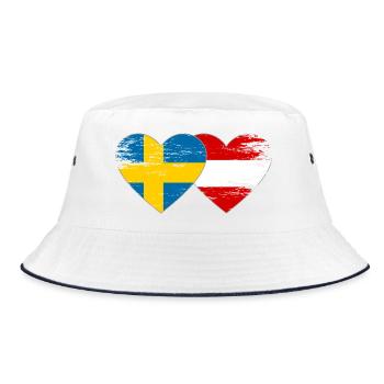 Schweden Österreich Flagge Herz used - Bucket Hat - Weiß/Navy - Vorne