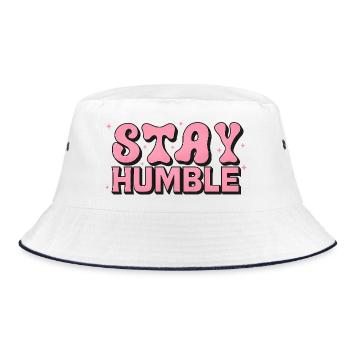Stay Humble Pink Bubblenschrift - Bucket Hat - Weiß/Navy - Vorne