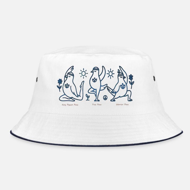 Three Penguins in Yoga Boho Peace - Bucket Hat - white/navy
