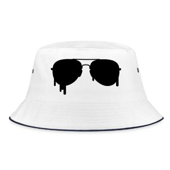 Pilot Goggles - Bucket Hat - white/navy - Front