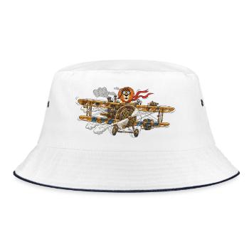 Steampunk Lion Flight Machine - Bucket Hat - white/navy - Front