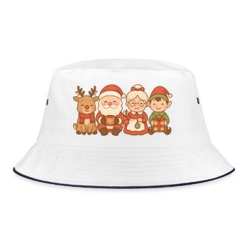 Weihnachtsmann & Weihnachtsfrau – Herrenmode, Dame - Bucket Hat - Weiß/Navy - Vorne