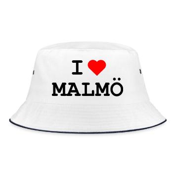 I love Malmö - Bucket Hat - white/navy - Front