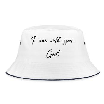 Ich bin mit dir Gott - Christliche Geschenke - Bucket Hat - Weiß/Navy - Vorne