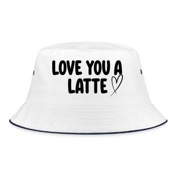 Love You A Latte – Jeu de mots sur le café - Bob - blanc/marine - Devant