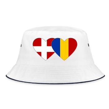 Denmark Romania Flag Heart - Bucket Hat - white/navy - Front