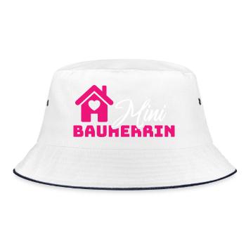 Please upload design - Bucket Hat - white/navy - Front