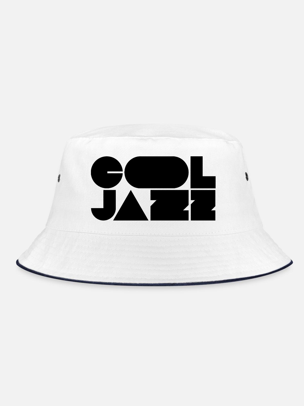Bold cool jazz logo design - Bucket Hat - white/navy - Front