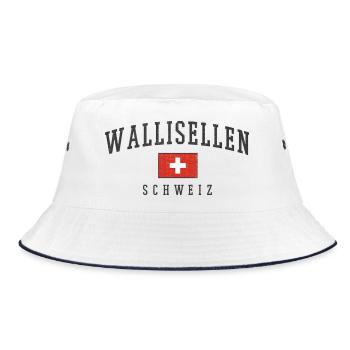 Wallisellen Schweiz Emblem mit Schweizer Flagge - Bucket Hat - Weiß/Navy - Vorne