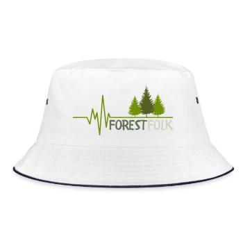 Forest Folk Logo mit Herzschlag - Bucket Hat - Weiß/Navy - Vorne