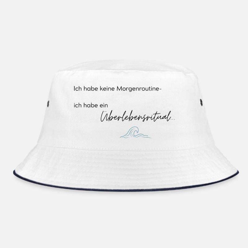 LIEBEVOLL Morgenroutine Meer - Bucket Hat - Weiß/Navy
