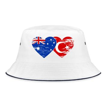 Australien Türkei Flagge Herz used - Bucket Hat - Weiß/Navy - Vorne