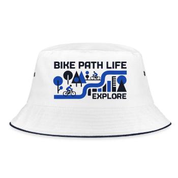 Epische Bike Path Radtour Landschaft - Bucket Hat - Weiß/Navy - Vorne