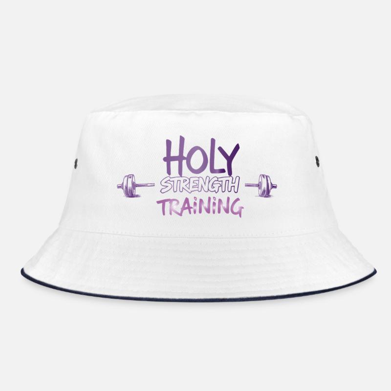 Holy Strength Training Christian Workout Design Bucket Hat