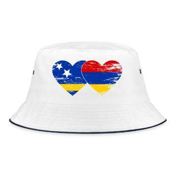 Curacao Armenia flag heart used - Bucket Hat - white/navy - Front