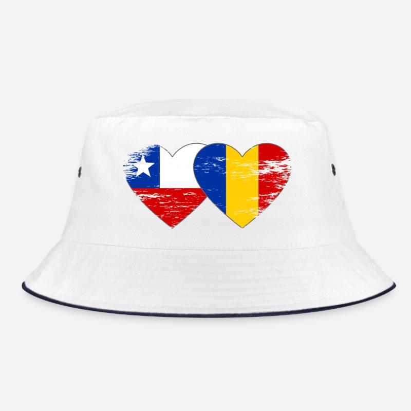 Chile Rumänien Flagge Herz used Bucket Hat