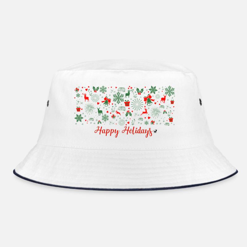 Weihnachtsmuster in grüne und rote Farbe Bucket Hat