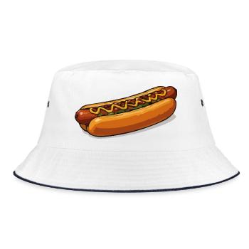Crisp hot dog illustration - Bucket Hat - white/navy - Front