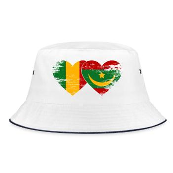 Mali Mauretanien Flagge Herz used - Bucket Hat - Weiß/Navy - Vorne