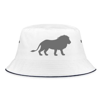 Lion silhouette in graphic art style - Bucket Hat - white/navy - Front