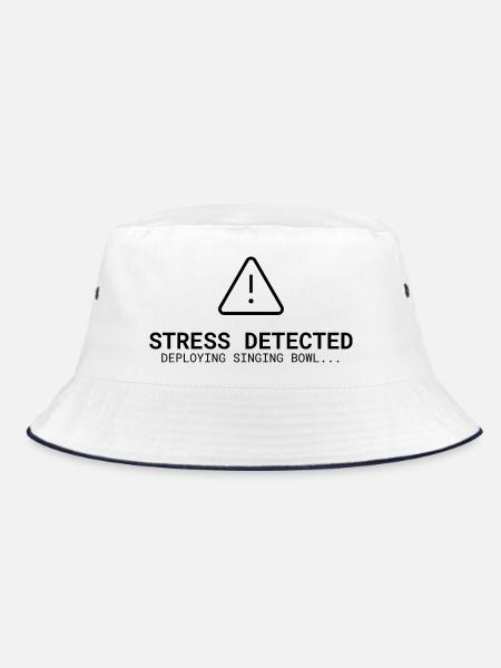 Stress Detected – Deploying Singing Bowl | Klang - Bucket Hat - Weiß/Navy - Vorne