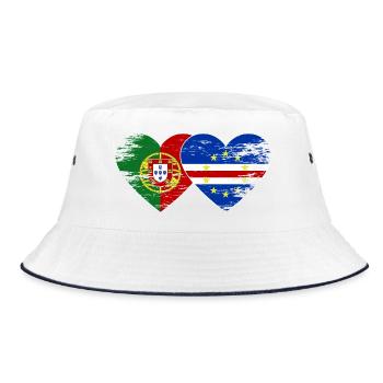 Portugal Kap Verde Flagge Herz used - Bucket Hat - Weiß/Navy - Vorne