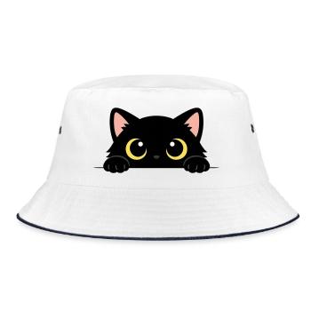 Chat Noir Curieux – Yeux Jaunes Adorables - Bob - blanc/marine - Devant