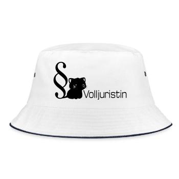 Jura Katze Volljuristin - Bucket Hat - Weiß/Navy - Vorne