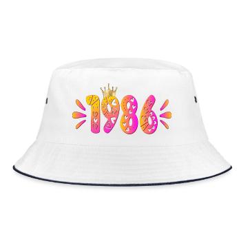 Birthday 1986 Birthday Crown - Bucket Hat - white/navy - Front