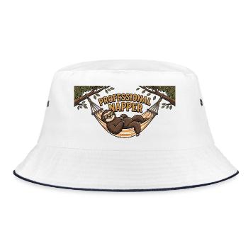 Professioneller Napper - Bucket Hat - Weiß/Navy - Vorne