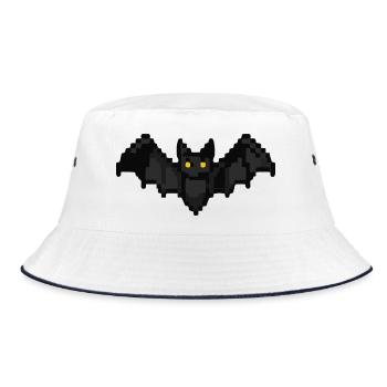 Fledermaus Pixel - Bucket Hat - Weiß/Navy - Vorne