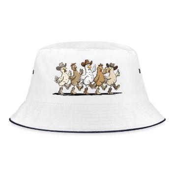 Line Dance Hühner | Lustige Hühner Geschenk - Bucket Hat - Weiß/Navy - Vorne