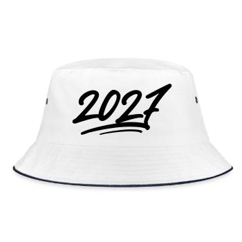 2027 Jahr - Bucket Hat - Weiß/Navy - Vorne