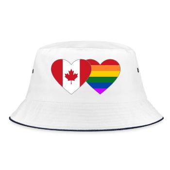 Kanada Regenbogen Flagge Herz - Bucket Hat - Weiß/Navy - Vorne