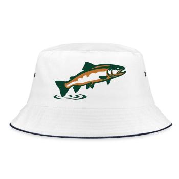 Forelle springend Grafik - Bucket Hat - Weiß/Navy - Vorne