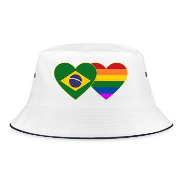 Brasilien Regenbogen Flagge Herz - Bucket Hat - Weiß/Navy - Vorne