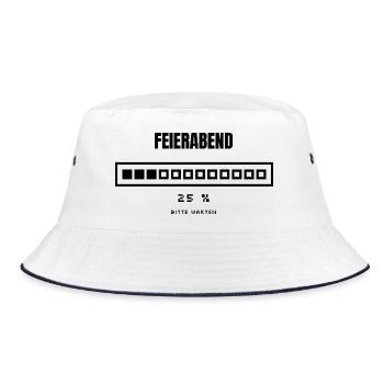 Feierabend 25 Prozent Ladebalken Retro Pixel - Bucket Hat - Weiß/Navy - Vorne