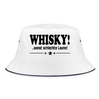 Whisky trinken Schlechte Laune Alkohol Saufen - Bucket Hat - Weiß/Navy - Vorne