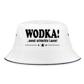 Wodka trinken Schlechte Laune Alkohol Saufen - Bucket Hat - Weiß/Navy - Vorne